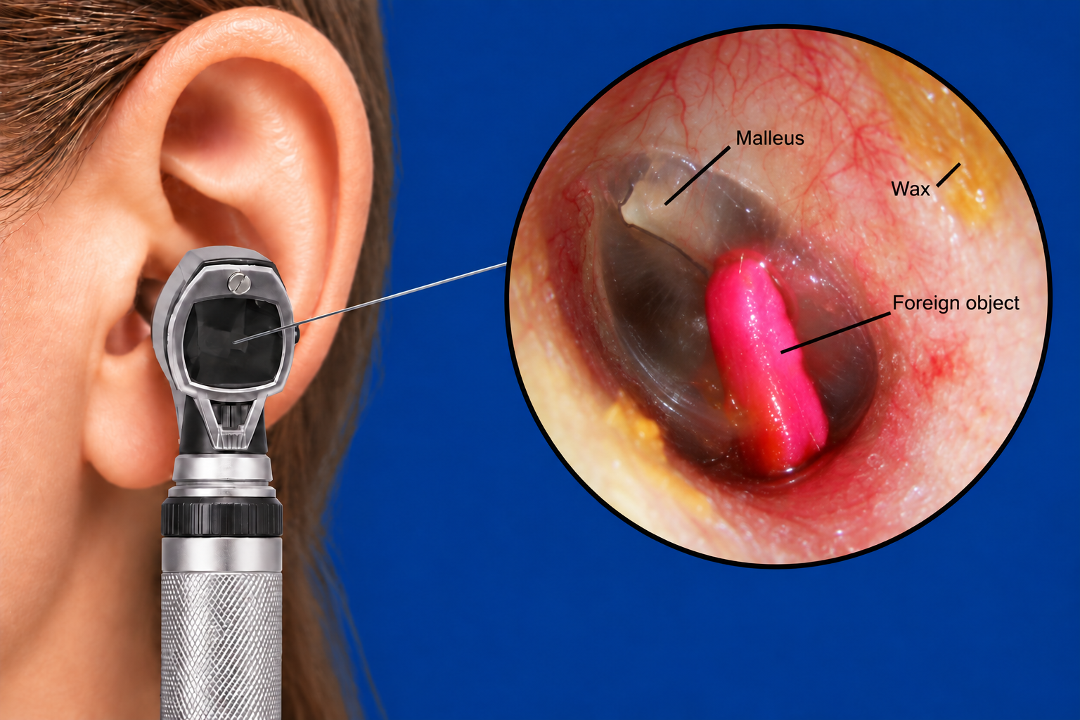 Illustration of a foreign object in the ear